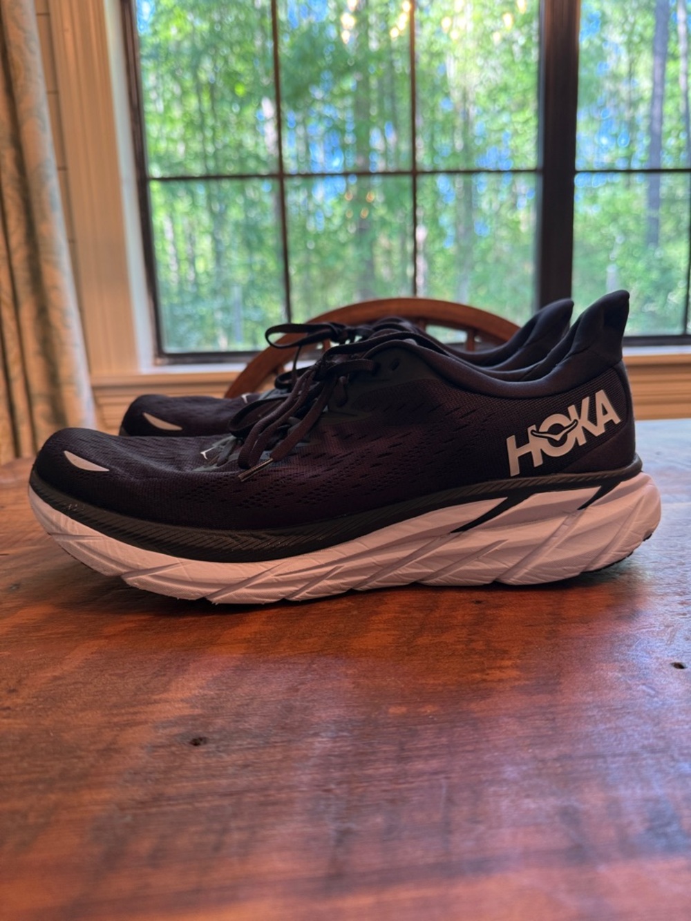 Hoka Clifton 8 Black and White Road Running Shoes